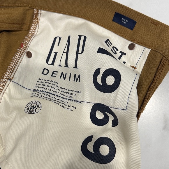 RARE GAP Kaihara Selvedge Slim Tan Men’s 36 x 32 Jeans Pants Khaki - Picture 7 of 8